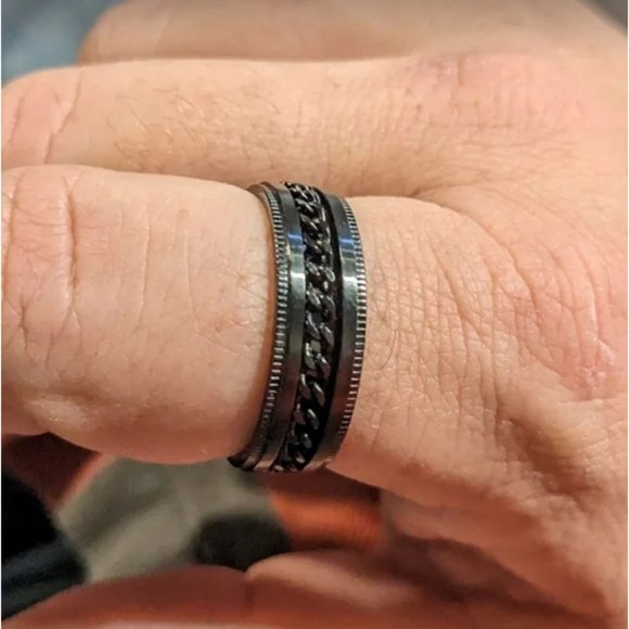 Men's Ring 8mm Spinner Ring Stainless Steel Fidget Ring Anxiety Ring for Men - Picture 6 of 7